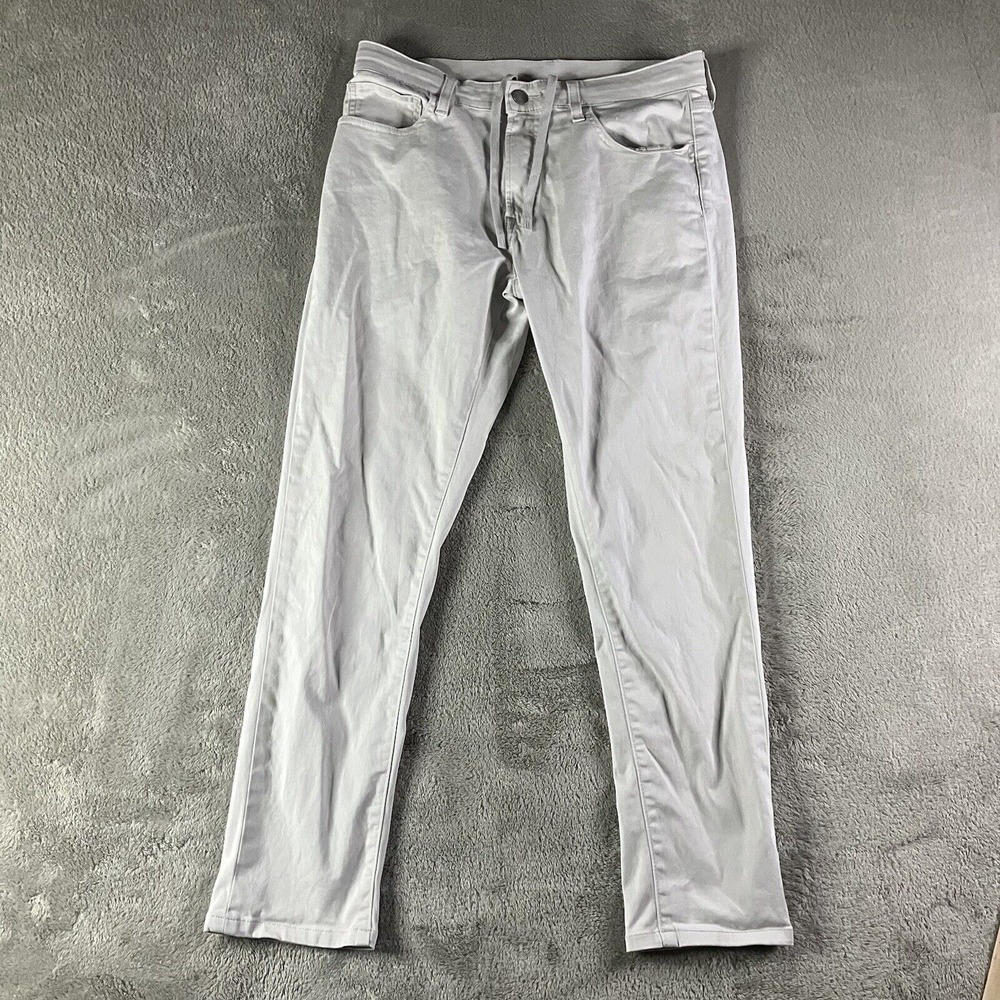 Uniqlo‎ Jeans Mens Medium 30-33x28 White Pants Skinny Tapered Low Rise Stretch